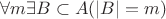$\forall m \exists B \subset A(|B| = m)$