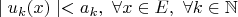 \ \mid{u_k}(x)\mid < {a_k},~ \forall x\in E,~ \forall k\in \mathbb{N}