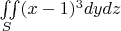 $\iint\limits_{S}^{}(x-1)^3dydz$