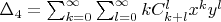 $\Delta_4=\sum^{\infty}_{k=0}\sum^{\infty}_{l=0}kC_{k+l}^lx^{k} y^l $