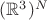 $(\mathbb{R}^3)^N$ $(\mathbb{R}^3)^N$