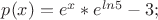 $p(x)=e^{x}*e^{ln5}-3;$