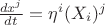 $\frac{dx^j}{dt} = \eta^i (X_i)^j$
