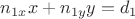 $n_{1x} x+n_{1y} y=d_1$
