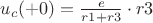 $\[{u_c}( + 0) = \frac{e}{{r1 + r3}} \cdot r3\]$