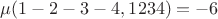 $\mu(1-2-3-4,1234)=-6$