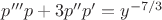 $p'''p+3p''p'=y^{-7/3}$