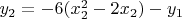 $y_2=-6(x_2^2-2x_2)-y_1$
