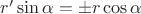 $r' \sin \alpha=\pm r\cos\alpha$