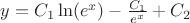 $y=C_1\ln(e^x)-\frac{C_1}{e^x}+C_2$