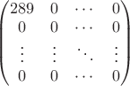 $\begin{pmatrix}289 & 0 & \cdots & 0 \\0 & 0 & \cdots & 0 \\\vdots & \vdots & \ddots & \vdots \\0 & 0 & \cdots & 0 \end{pmatrix}$