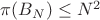 $\pi(B_N) \leq N^2$