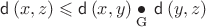 $\mathsf{d}\left(x,z\right)\leqslant\mathsf{d}\left(x,y\right)\underset{\text{G}}{\bullet}\,\mathsf{d}\left(y,z\right)$