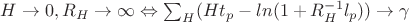 $ H\rightarrow 0,R_H\rightarrow \infty \Leftrightarrow \sum_{H}(Ht_p-ln(1+R_H^{-1}l_p))\rightarrow \gamma $
