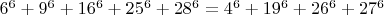 $6^6+9^6+16^6+25^6+28^6=4^6+19^6+26^6+27^6$