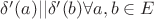 $\delta'(a) || \delta'(b) \forall a,b \in E$