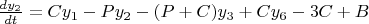 $\frac{dy_2}{dt}=Cy_1-Py_2-(P+C)y_3+Cy_6-3C+B$