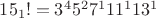 $15_1 != 3^45^27^111^113^1$