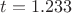$t=1.233$