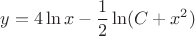 $$y=4 \ln x -\frac{1}{2} \ln(C+x^2)$$