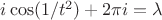 $i \cos(1/t^2) + 2 \pi i = \lambda$