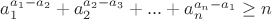 $a_1^{a_1-a_2}+a_2^{a_2-a_3}+...+a_n^{a_n-a_1}\geq n$