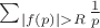 $ \sum_{|f(p)| > R} \frac{1}{p} $