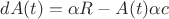 $dA(t)=\alpha R - A(t)\alpha c$