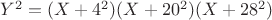 $Y^2=(X+4^2)(X+20^2)(X+28^2)$