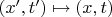 $(x',t')\mapsto(x,t)$