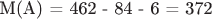 M(A) = 462 - 84 - 6 = 372