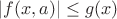 $|f(x,a)| \le g(x)$ $|f(x,a)| \le g(x)$