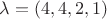 $\lambda = (4, 4, 2, 1)$ $\lambda = (4, 4, 2, 1)$
