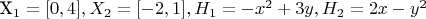 X_{1}=[0,4],X_{2}=[-2,1],H_{1}=-x^2+3y,H_{2}=2x-y^2