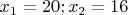 $x_1=20; x_2=16$