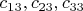 $c_{13}, c_{23}, c_{33}$