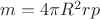$m=4\pi R^2rp$