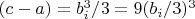 $(c-a)=b_i^3/3=9(b_i/3)^3$