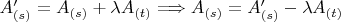$A_{(s)}^{\prime}=A_{(s)}+\lambda A_{(t)}\Longrightarrow A_{(s)}=A_{(s)}^{\prime}-\lambda A_{(t)}$