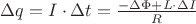 $ \Delta q = I \cdot \Delta t = \frac{- \Delta \Phi + L \cdot \Delta I}{R}$