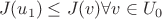 $$J(u_{1}) \leq J(v)  \forall v \in U_{0}$$
