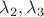 $\lambda_2, \lambda_3$