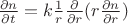$\frac {\partial n} {\partial t} =k\frac 1 r \frac {\partial  } {\partial r}(r \frac {\partial n} {\partial r})$