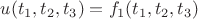 $u(t_{1},t_{2},t_{3} )=f_1 (t_{1},t_{2},t_{3})$