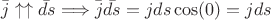 $\bar{j} \uparrow \uparrow \bar{ds} \Longrightarrow \bar{j} \bar{ds} = j ds \cos(0) = j ds$