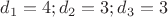 $d_1=4;d_2=3;d_3=3$
