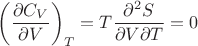 $$
\left(\frac{\partial C_V}{\partial V}\right)_T=T\frac{\partial^2 S}{\partial V\partial T}=0
$$