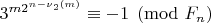 $3^{m2^{n-\nu_2(m)}}\equiv -1\pmod{F_n}$