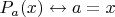 $P_a(x) \leftrightarrow a=x$