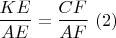 $$\frac{KE}{AE}=\frac{CF}{AF} \ (2)$$